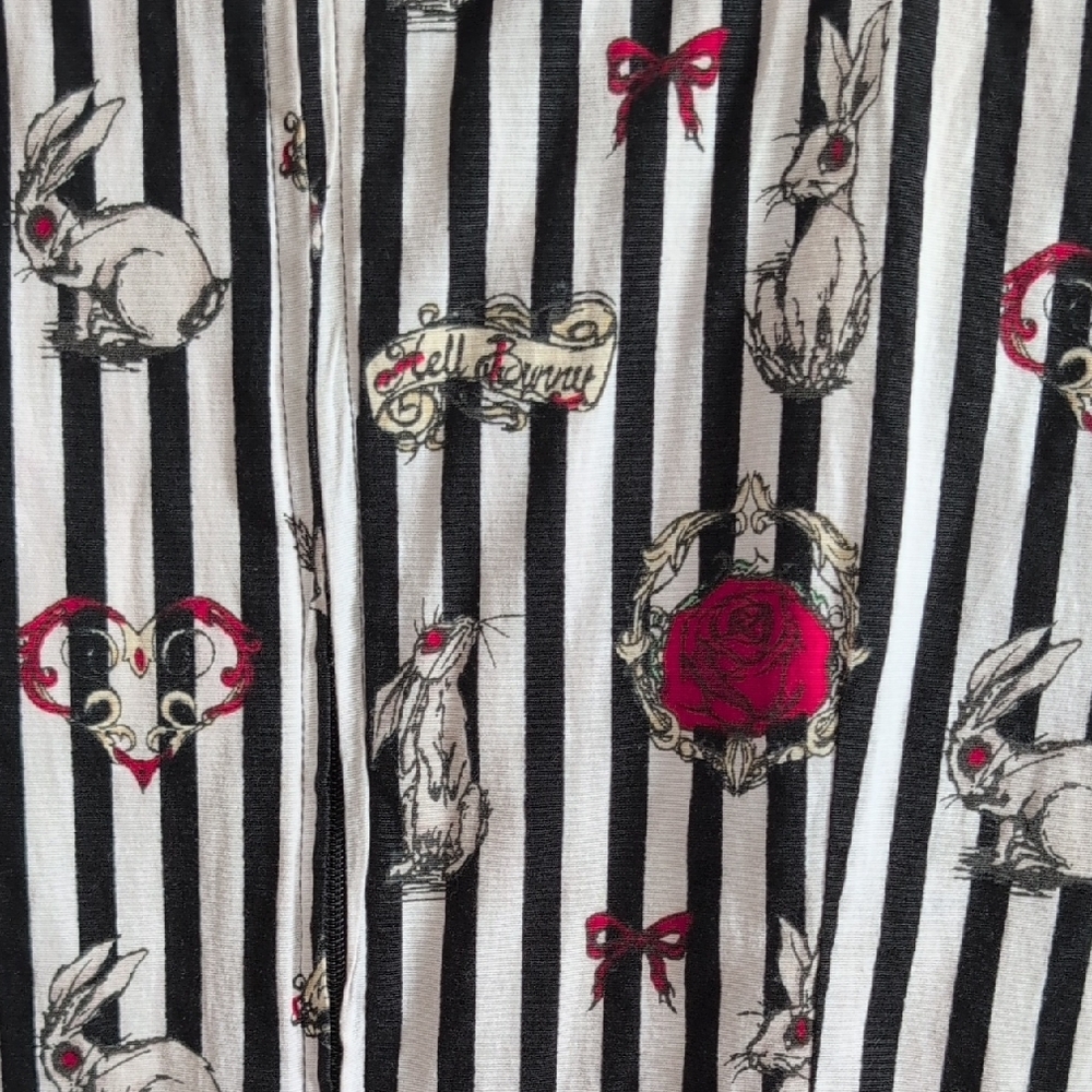 Striped Dress with Red Floral Accents - Picture 6 of 6